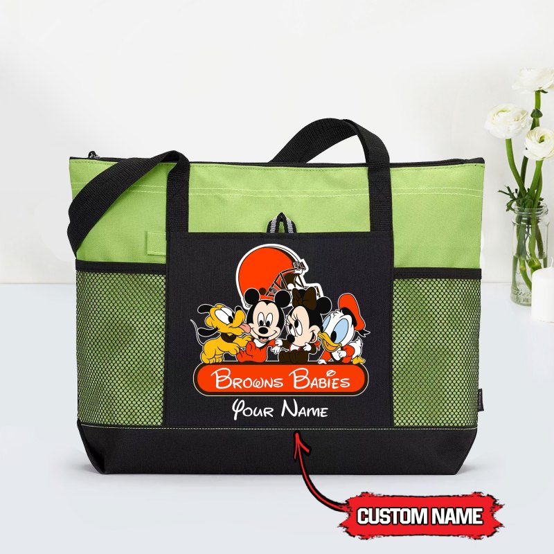 Cleveland Browns Personalized Babies Tote Bag Green