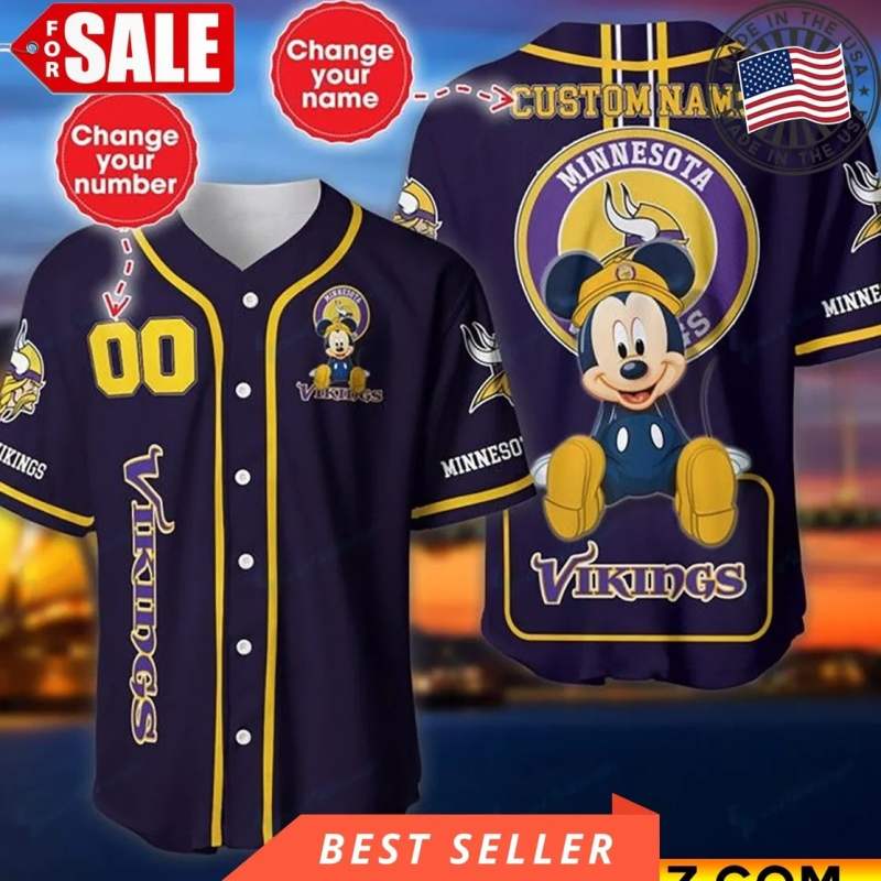 Minnesota Vikings Personalized Baseball Jersey