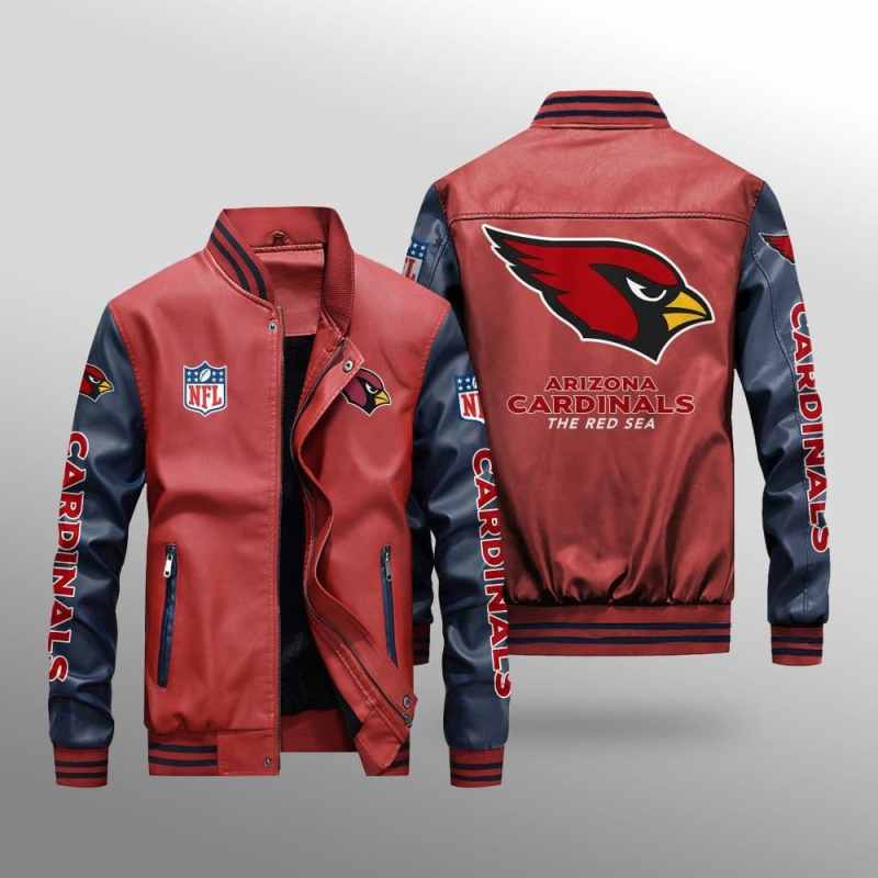 Arizona Cardinals Leather Bomber Jacket Close-Up