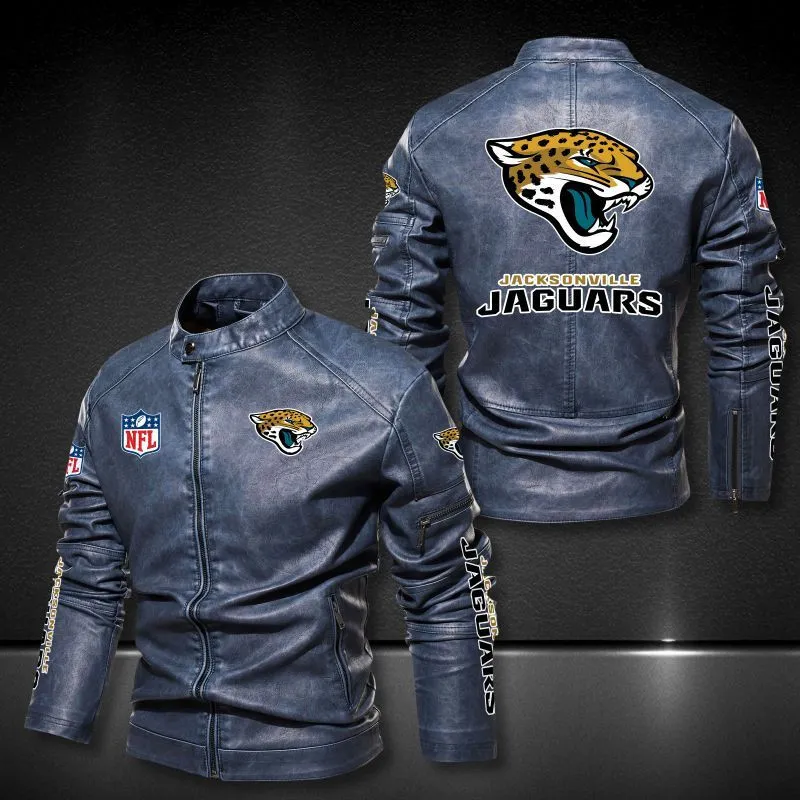 Jacksonville Jaguars Stand-up Collar Leather Jacket Image 2