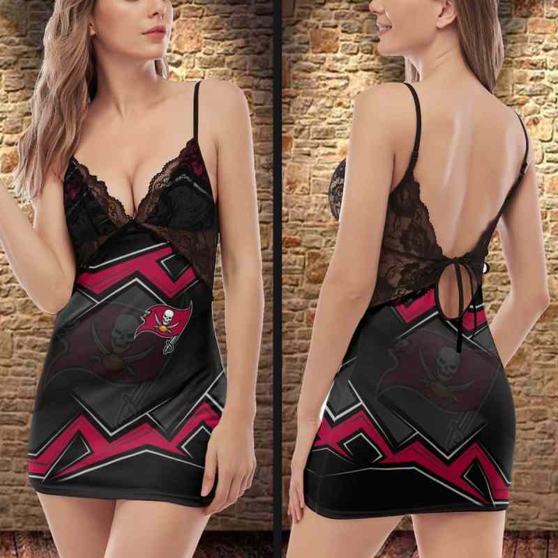 Tampa Bay Buccaneers Lace Back Strap Slip Dress Side View