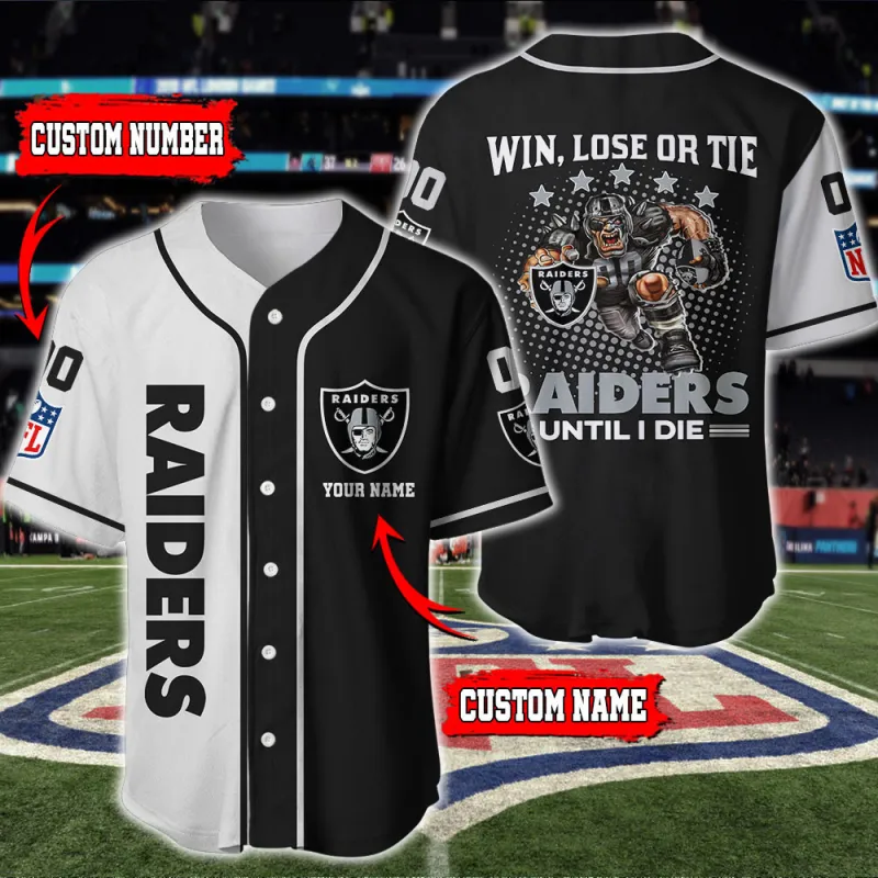 Las Vegas Raiders Personalized Baseball Jersey