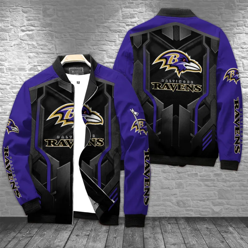 Baltimore Ravens Bomber Jacket Front and Back View