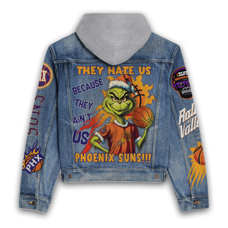 Phoenix Suns Hooded Denim Jacket Back Design