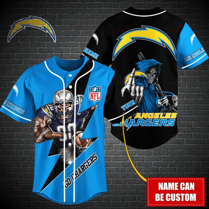 Los Angeles Chargers Personalized Baseball Jersey