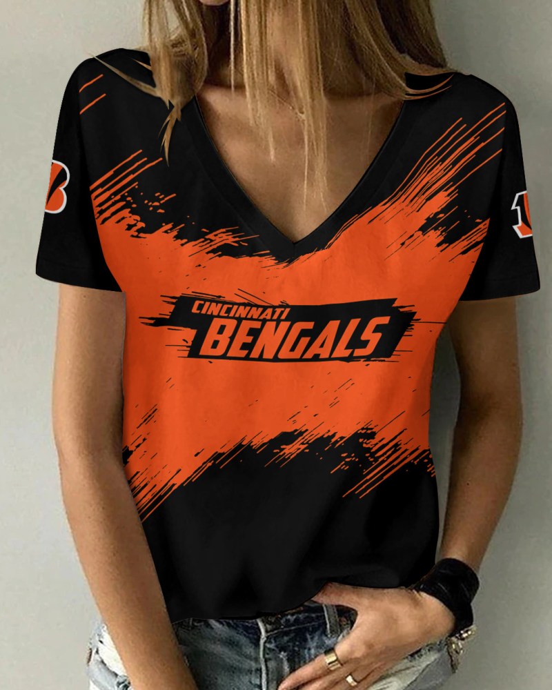 Cincinnati Bengals Personalized Summer V-neck T-shirt