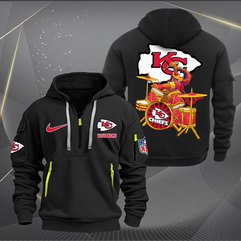 Kansas City Chiefs Premium Personalized Quarter Zip Hoodie