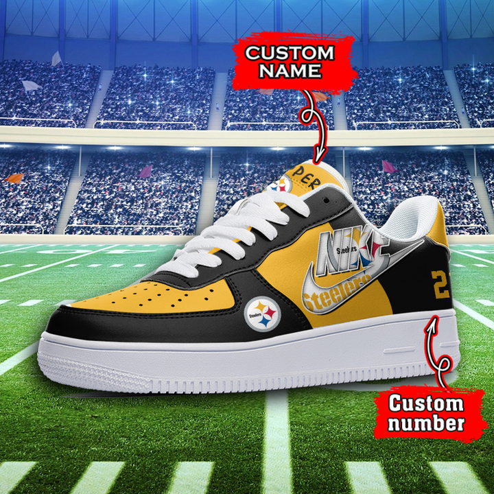 NFL Pittsburgh Steelers Custom Name Number Air Force 1 Sneaker Side View