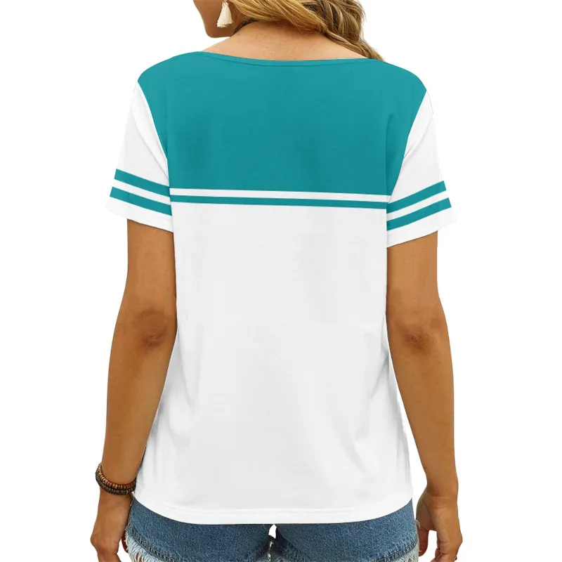 Miami Dolphins V-neck Women's T-shirt - Front View