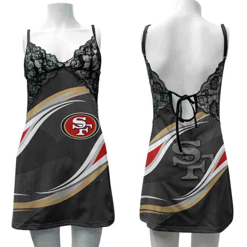 San Francisco 49ers Lace Back Strap Slip Dress Front View