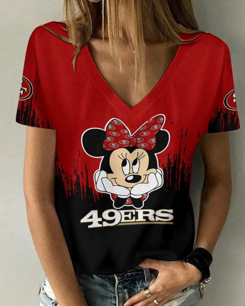 San Francisco 49ers Personalized Summer V-neck Women T-shirt