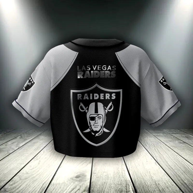 Las Vegas Raiders Crop Top Baseball Jersey Back