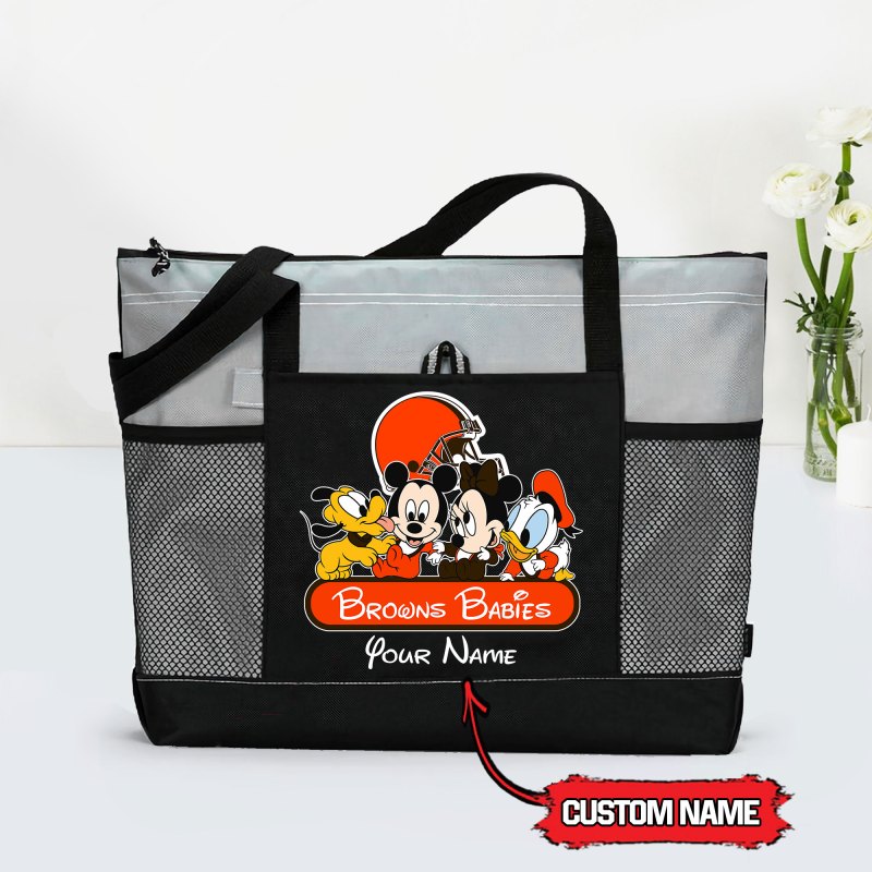 Cleveland Browns Personalized Babies Tote Bag Grey