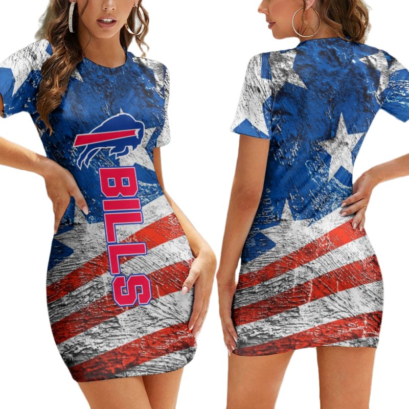 Buffalo Bills Short Sleeve Bodycon Mini Dress