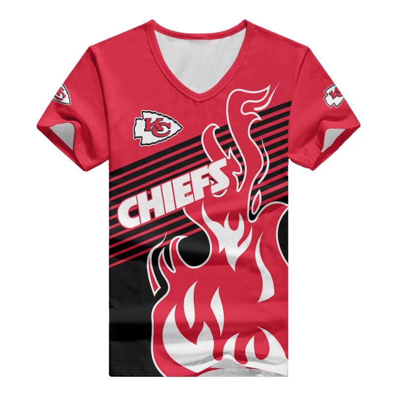 Kansas City Chiefs V-neck Women T-shirt Side View