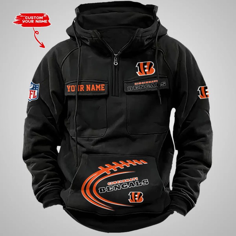 Cincinnati Bengals Multi-Pockets Zip Hoodie Image 3