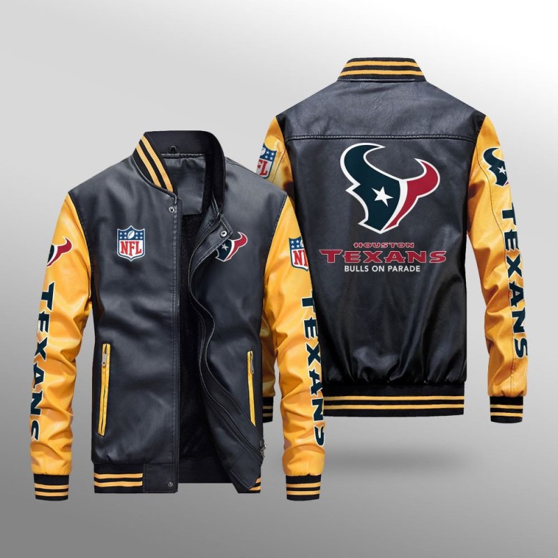Houston Texans Leather Bomber Jacket - Back View