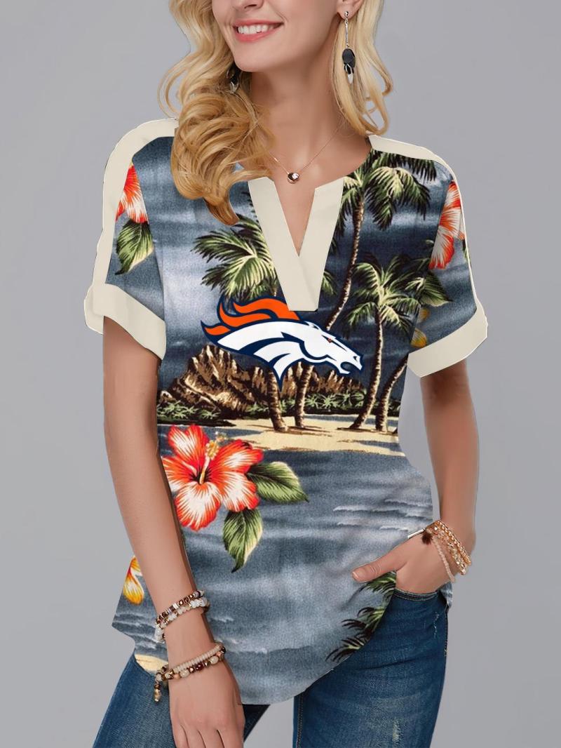 Denver Broncos Fashion Short Sleeve V-Neck Shirt