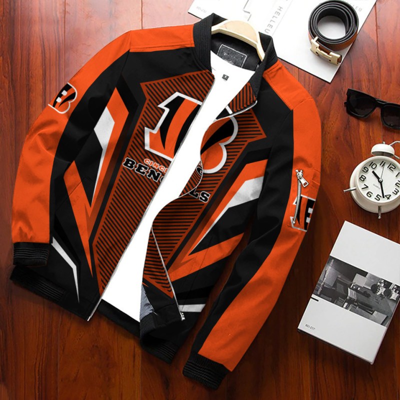 Cincinnati Bengals Personalized Bomber Jacket Back View