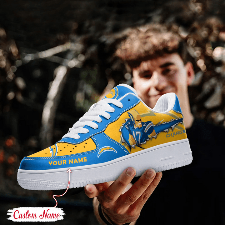 NFL Los Angeles Chargers Custom Name Air Force 1 Sneaker