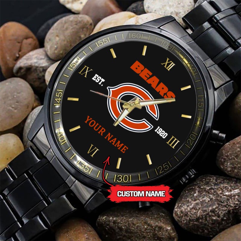 Quartz Movement Black Watch for Chicago Bears Fans