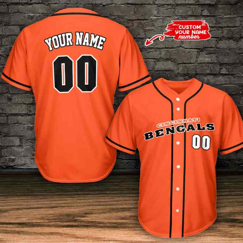 Cincinnati Bengals Personalized Baseball Jersey Orange
