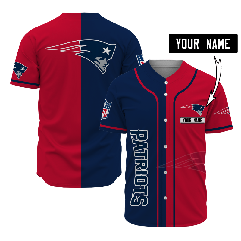 New England Patriots Personalized Baseball Jersey