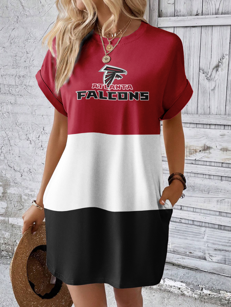 Atlanta Falcons Women Hidden Pocket Batwing Casual Dress