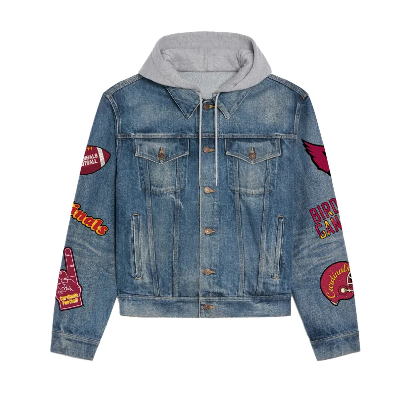 Arizona Cardinals Premium Hooded Denim Jacket 2