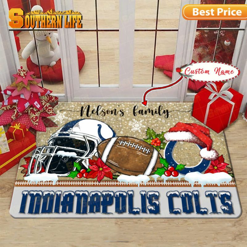 Indianapolis Colts Christmas Personalized Doormat
