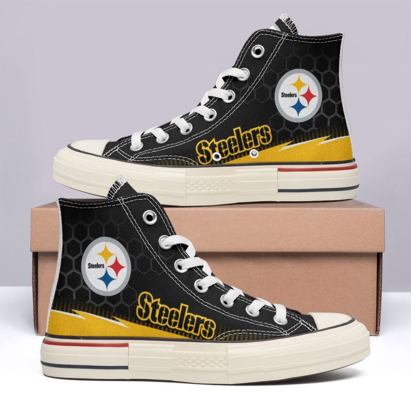 Pittsburgh Steelers High Top Shoes Front View