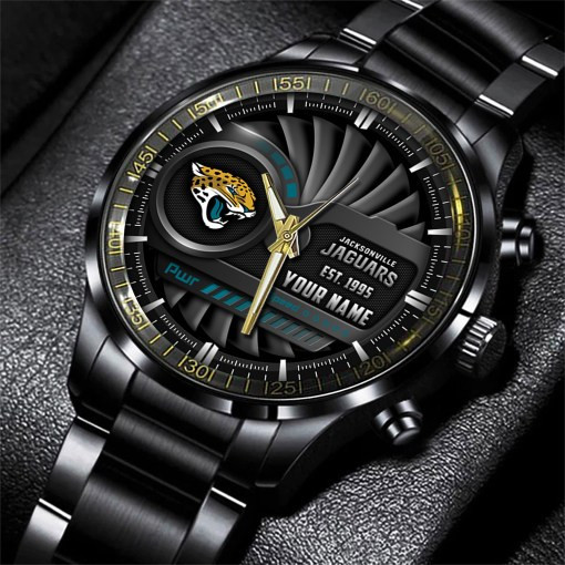 Jacksonville Jaguars Black Stainless Steel Watch