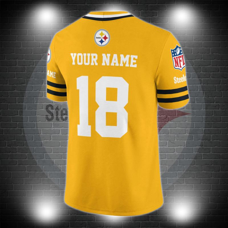 Pittsburgh Steelers Personalized V-neck Football Jersey - Back View