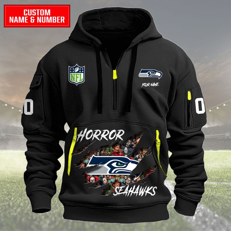 Seattle Seahawks Black Quarter Zip Hoodie