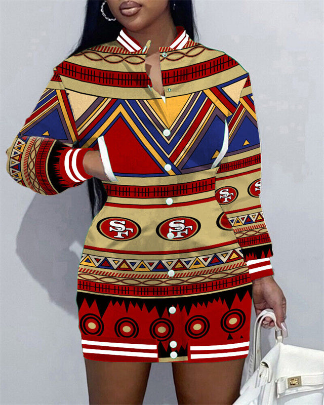 San Francisco 49ers Women Button Down Jacket Dress
