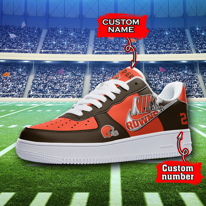 NFL Cleveland Browns Custom Name Number Air Force 1 Sneaker Side View