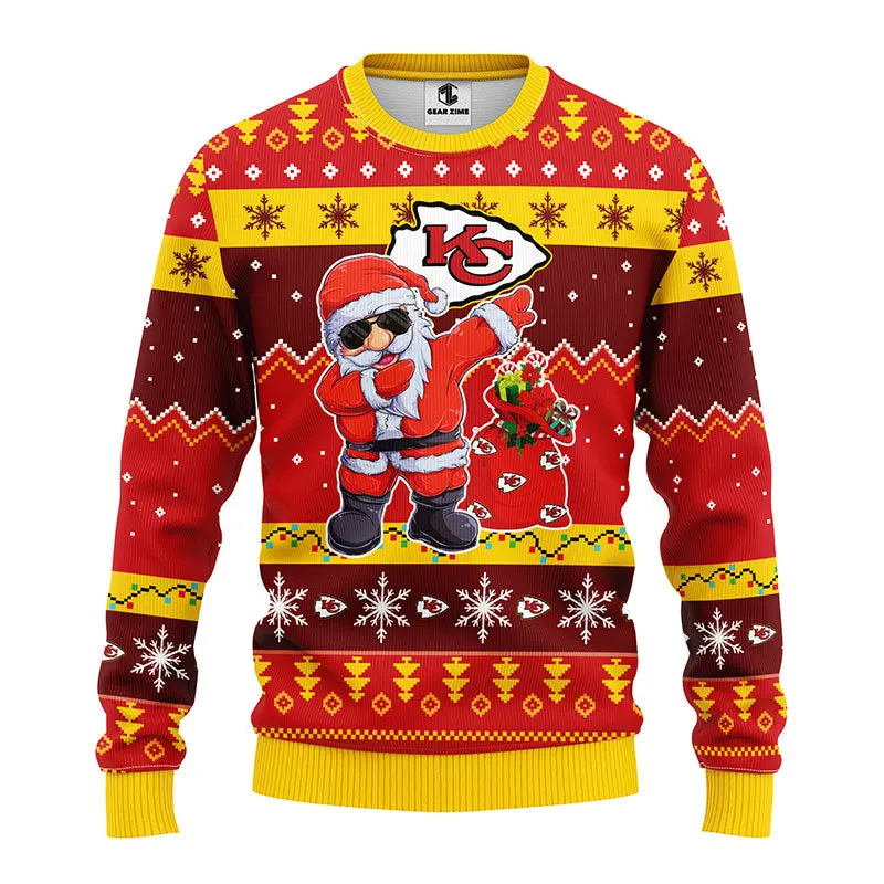 Kansas City Chiefs Dabbing Santa Claus Ugly Christmas Sweater