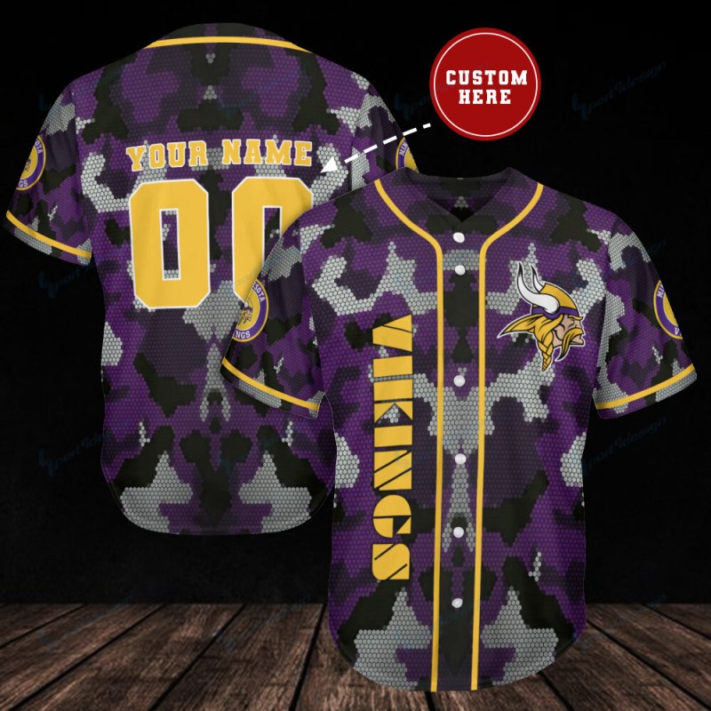 Minnesota Vikings Personalized Baseball Jersey