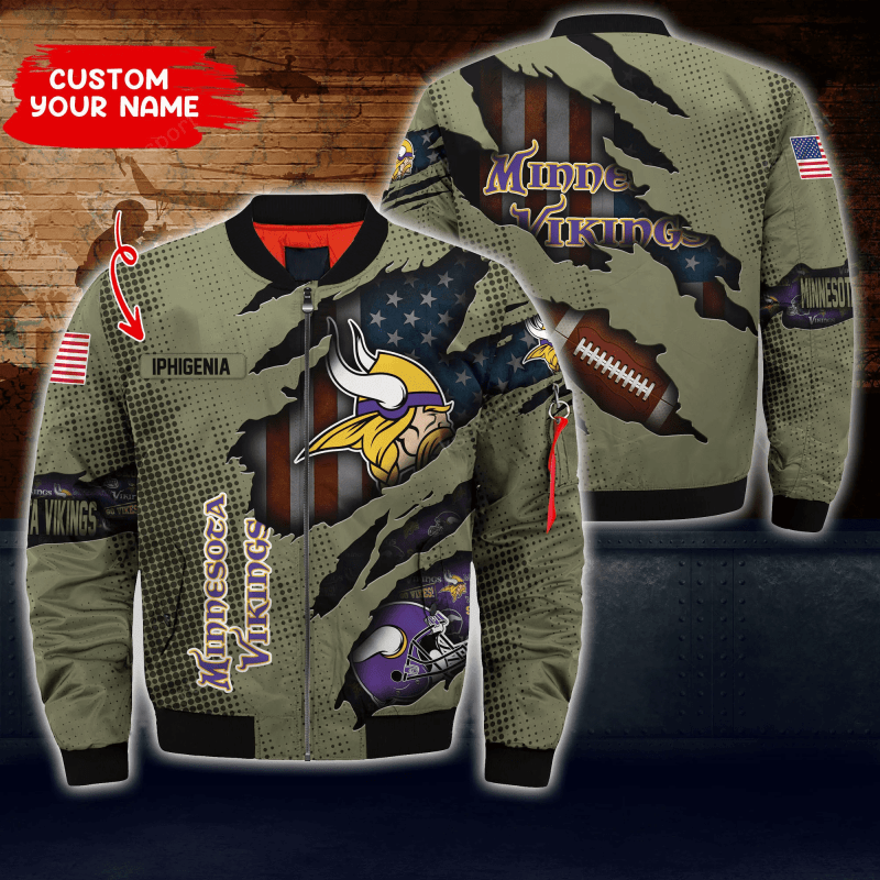 Minnesota Vikings Personalized Thick Bomber Jacket