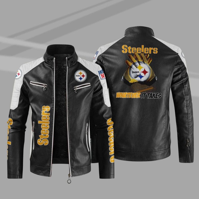 Pittsburgh Steelers Stand Collar Leather Jacket