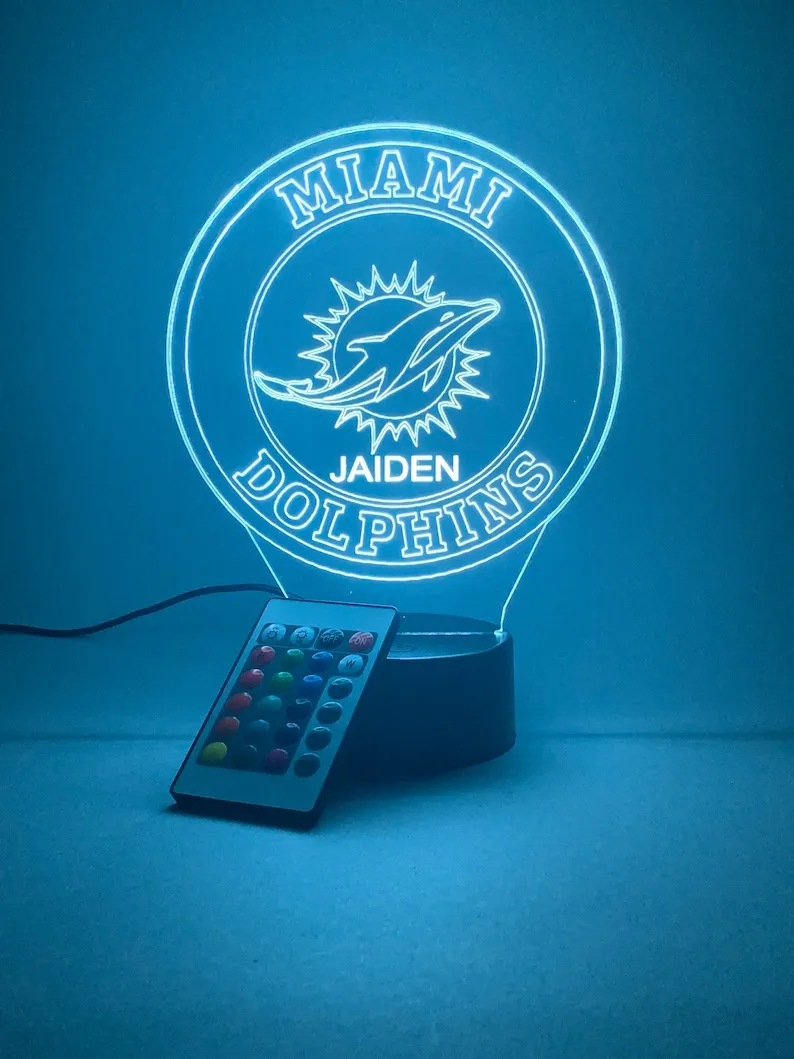 Personalized 3D Lamp for Dolphins Fans
