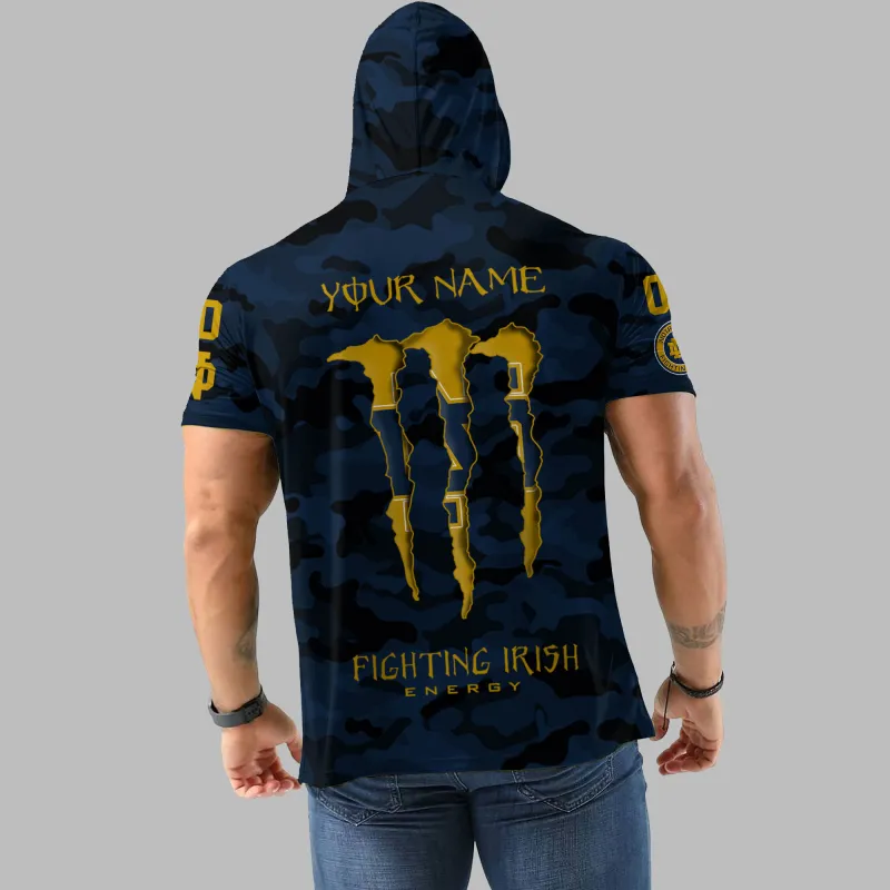 Notre Dame Fighting Irish Personalized Camo Short Sleeve Hoodie Back