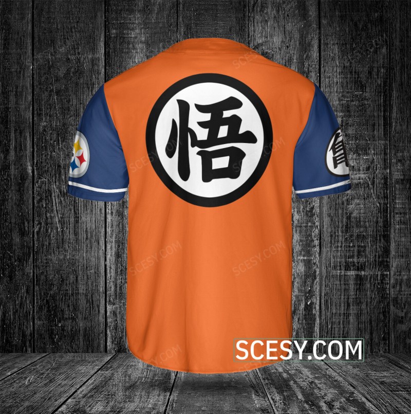 Pittsburgh Steelers Dragon Ball Son Goku Baseball Jersey Image 3