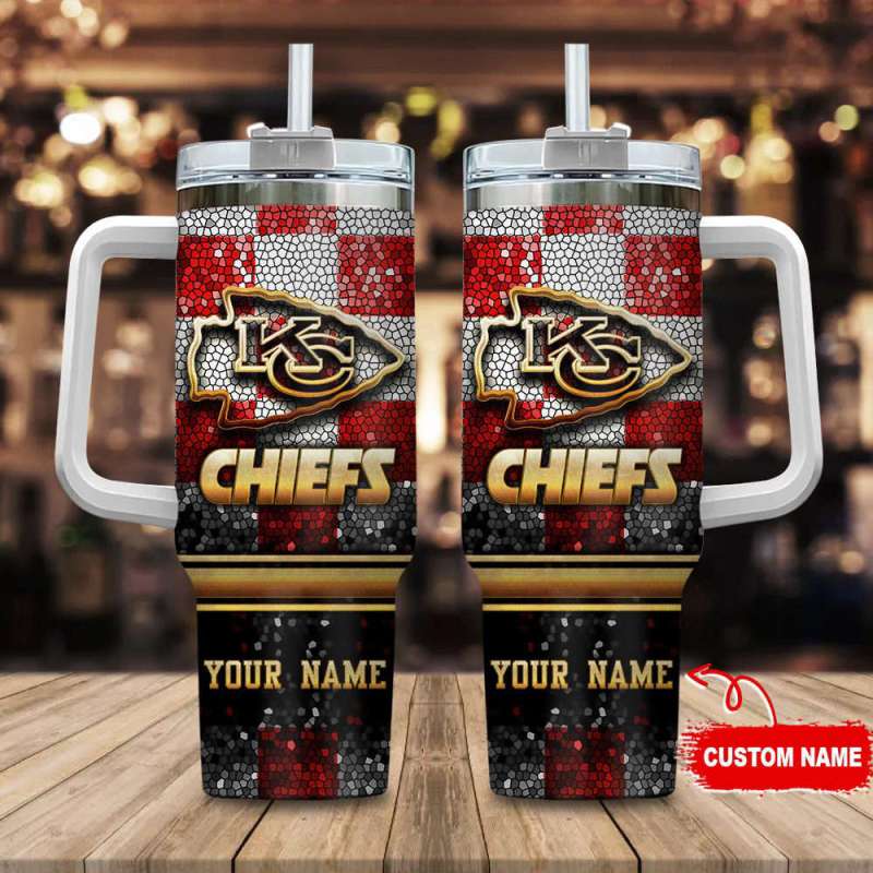 Kansas City Chiefs Personalized NFL Glitter 40oz Stanley Tumbler