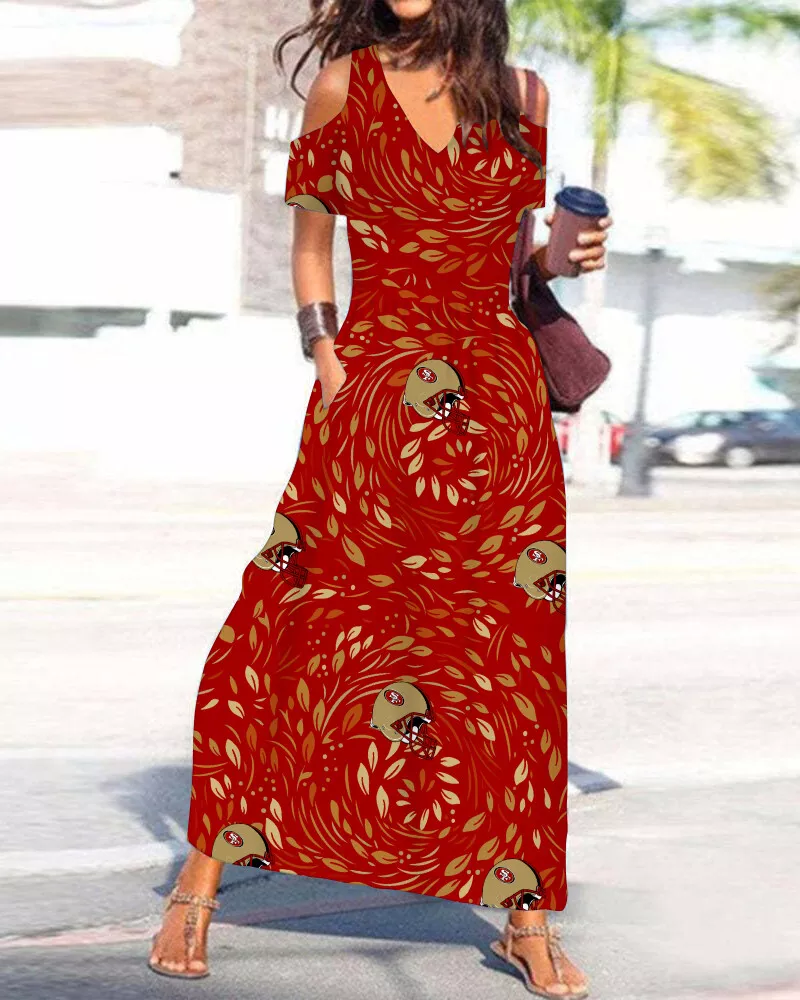 San Francisco 49ers Women's V-Neck Maxi Dress