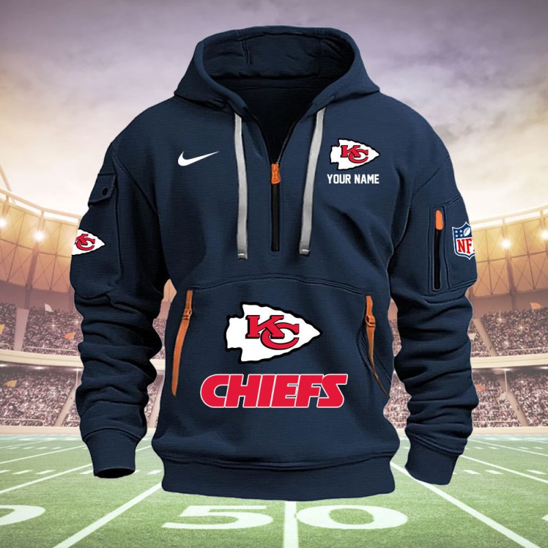 Kansas City Chiefs New Personalized Quarter Zip Hoodie 2