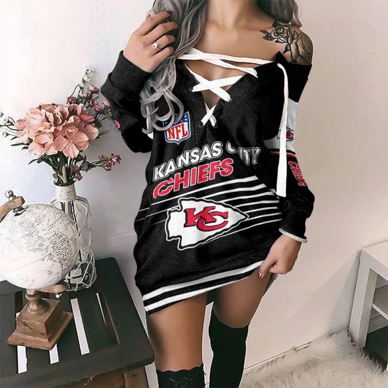 Kansas City Chiefs Lace-Up Sweatshirt - Mockup 1