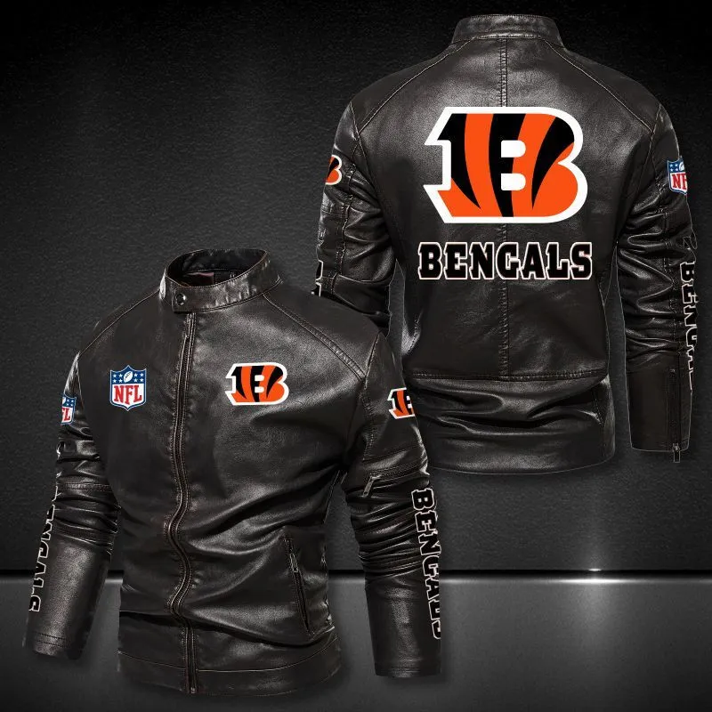 Cincinnati Bengals Stand-Up Collar Leather Jacket