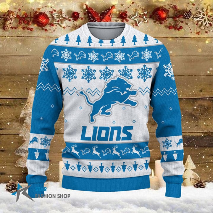 Detroit Lions Ugly Christmas Sweater Detail