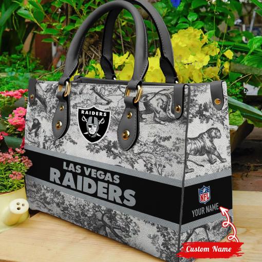 Las Vegas Raiders Personalized Leather Hand Bag Mockup 1